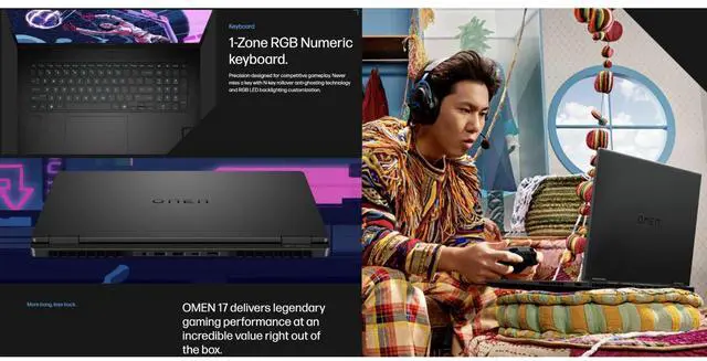 Alt view image 4 of 5 - HP OMEN 17.3" QHD AMD Ryzen AI 9 365 2GHz 16GB 512GB SSD GeForce RTX 5070 W11H