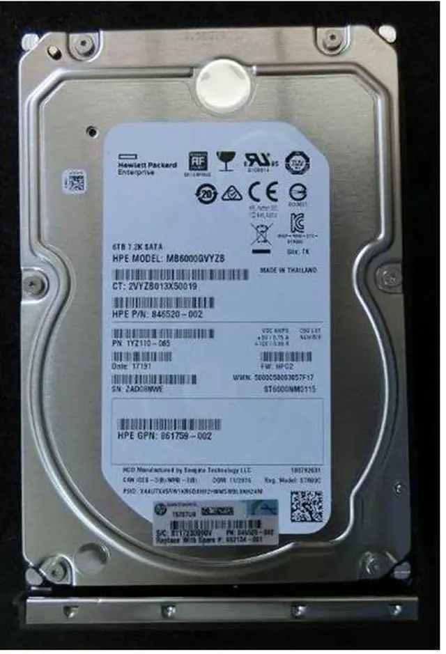 Main image of - 862134-001 - HP 6TB 7.2K DISK SATA-600 3.5IN 512E DS