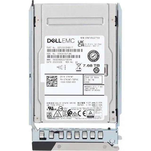 Alt view image 5 of 7 - (NOT FOR HOME PC!) Dell 7.68TB 24Gbps SAS RI TLC 2.5 SSD KPM7XRUG7T68 (7N1WT)