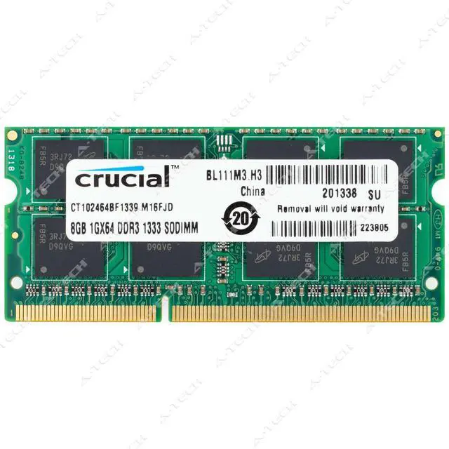Main image of Crucial 8GB DDR3 1333 MHz PC3-10600 2Rx8 SODIMM Laptop Memory RAM CT102464BF1339
