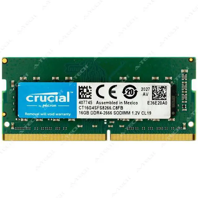 Main image of Crucial 16GB DDR4 2666 MHz PC4-21300 SODIMM Laptop Memory RAM 1x (CT16G4SFS8266)