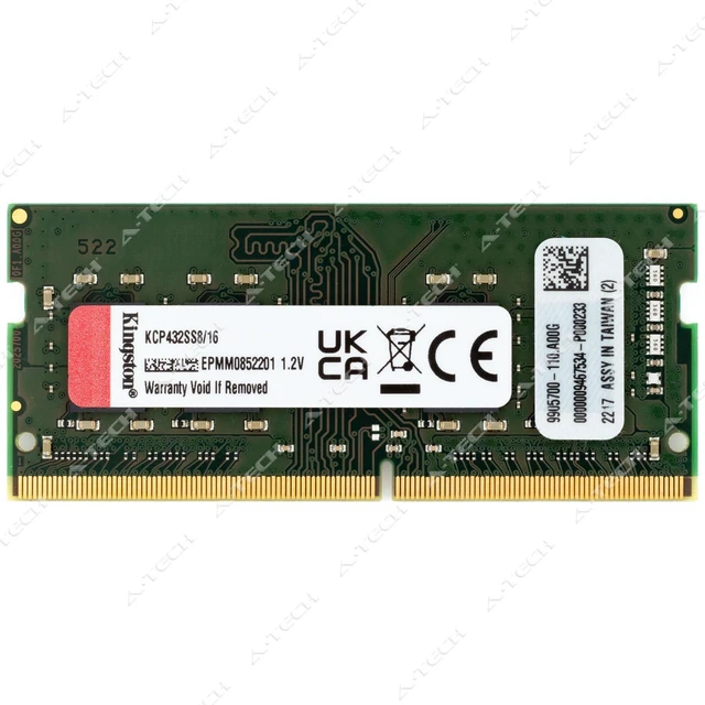 Main image of Kingston 16GB DDR4 3200 MHz PC4-25600 1Rx8 SODIMM Laptop Memory RAM KCP432SS8/16