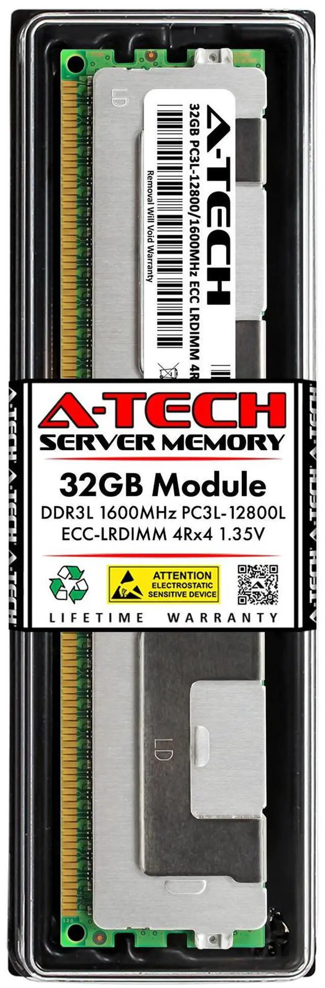 Main image of (NOT FOR HOME PC!) A-Tech 32GB 4Rx4 PC3L-12800 LRDIMM DDR3L-1600 ECC Load Reduced Server Memory RAM