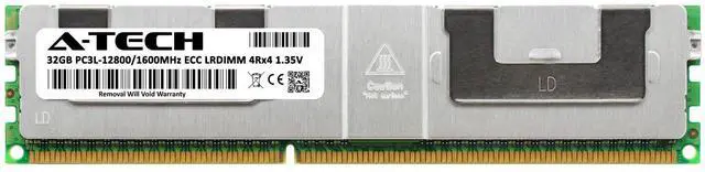 Alt view image 2 of 5 - (NOT FOR HOME PC!) A-Tech 32GB 4Rx4 PC3L-12800 LRDIMM DDR3L-1600 ECC Load Reduced Server Memory RAM