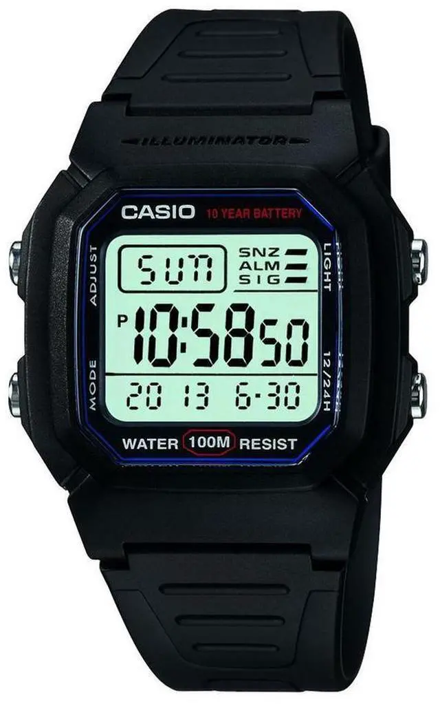 Main image of Casio Men's Quartz Black Resin 10-Year Battery 37mm Digital Watch W800H-1AV