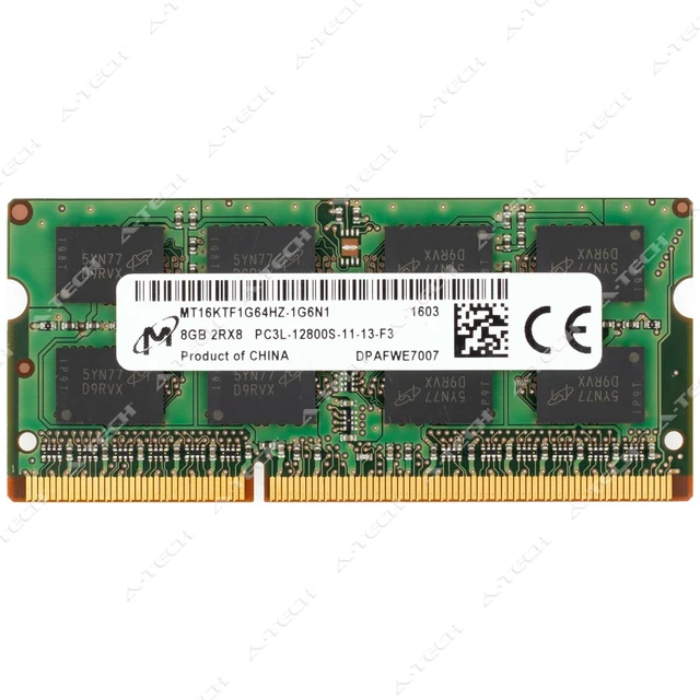 Main image of Micron 8GB DDR3-1600 PC3-12800 2Rx8 SODIMM Laptop Memory RAM MT16KTF1G64HZ-1G6N1