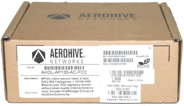 Alt view image 2 of 7 - Dell Aerohive AP130 Dual-Band Wireless Access Point 802.11ac PoE Enterprise WAP