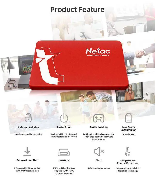 Alt view image 3 of 7 - Netac 120GB SSD 3D NAND 2.5'' SATA III 6GB/s Internal Solid State Drive 500MB/s
