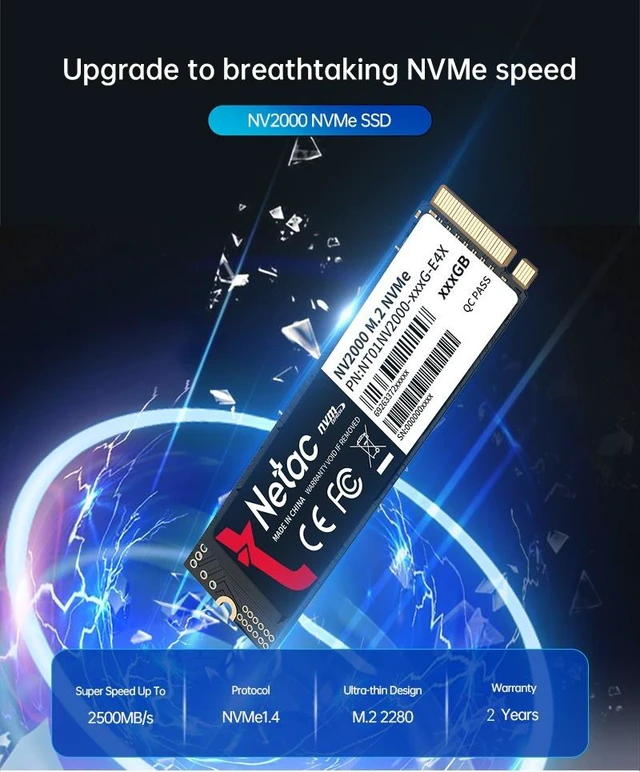Alt view image 3 of 7 - Netac 1TB M.2 2280 Internal SSD PCIe Gen3x4 NVMe Solid State Drive 2500MB/s