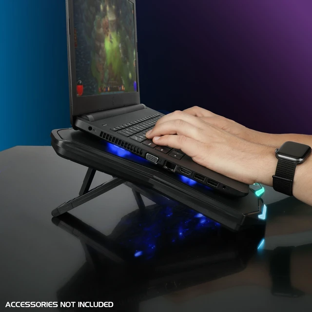 Alt view image 5 of 7 - ENHANCE Infiltrate 3 RGB Gaming Laptop Cooler - 8 Fans, USB Hub, 13-17.3"