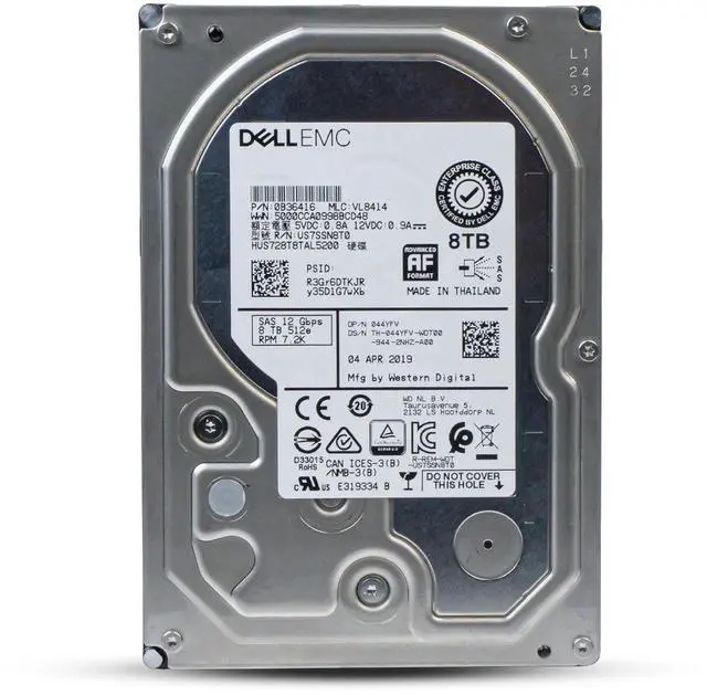 Alt view image 3 of 7 - (NOT FOR HOME PC!) Dell/WD DC HC320 8TB HUS728T8TAL5200 0B36416 7.2K RPM SAS 12Gb/s 512e 3.5" HDD