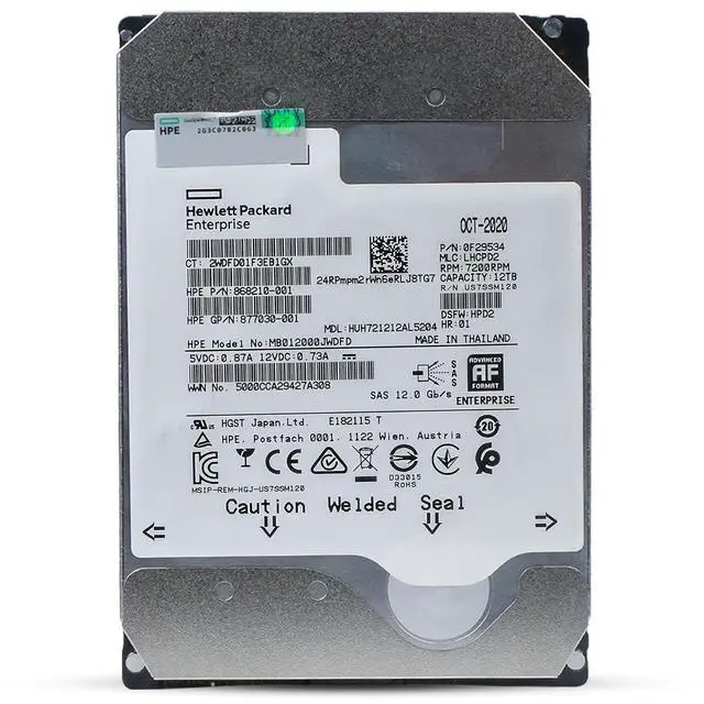 Alt view image 3 of 7 - (NOT FOR HOME PC!) HP/HGST DC HC520 12TB HUH721212AL5204 0F29534 7.2K RPM SAS 12Gb/s 512e 3.5" HDD