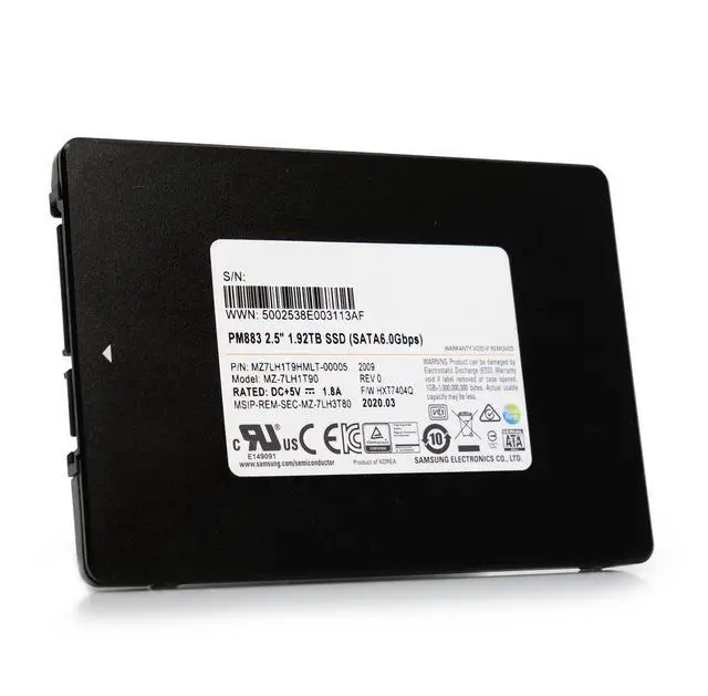 Alt view image 4 of 7 - Samsung PM883 1.92TB MZ7LH1T9HMLT SATA 6Gb/s 1.3 DWPD 3D TLC 2.5" Enterprise SSD