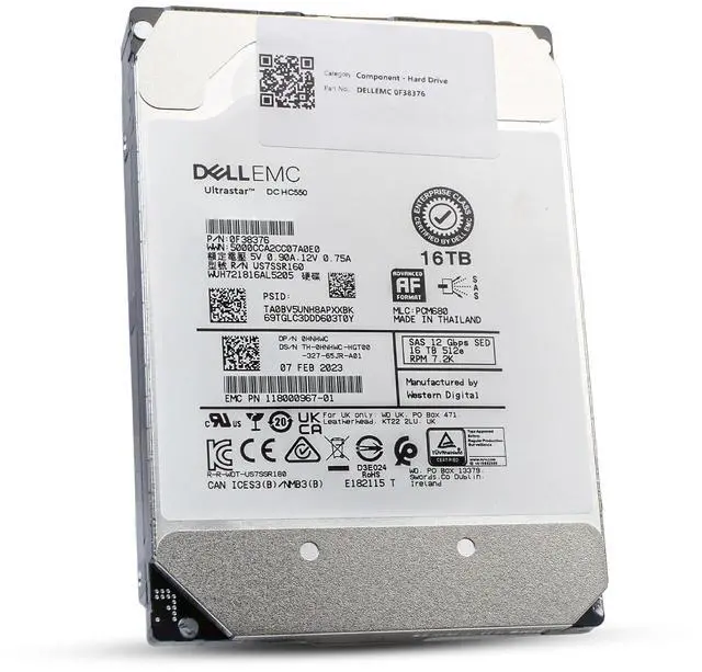 Alt view image 5 of 7 - (NOT FOR HOME PC!) Dell/WD DC HC550 16TB WUH721816AL5205 0F38376 7.2K RPM SAS 12Gb/s 512e 3.5" HDD