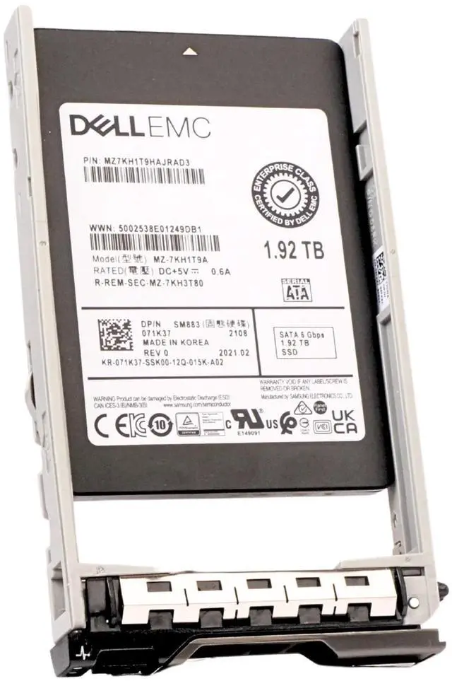 Main image of Dell 1.92TB SATA 6Gb/s MLC 3 DWPD 2.5" Enterprise SSD 071K37 G13