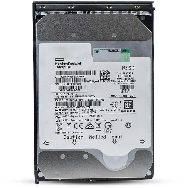 Alt view image 3 of 7 - (NOT FOR HOME PC!) HP Generation 11 10TB 857642-002 MB010000JWAYK 7.2K RPM SAS 12Gb/s 512e 3.5" HDD