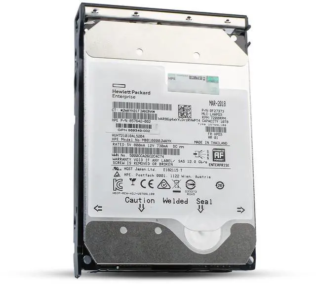 Alt view image 5 of 7 - (NOT FOR HOME PC!) HP Generation 11 10TB 857642-002 MB010000JWAYK 7.2K RPM SAS 12Gb/s 512e 3.5" HDD