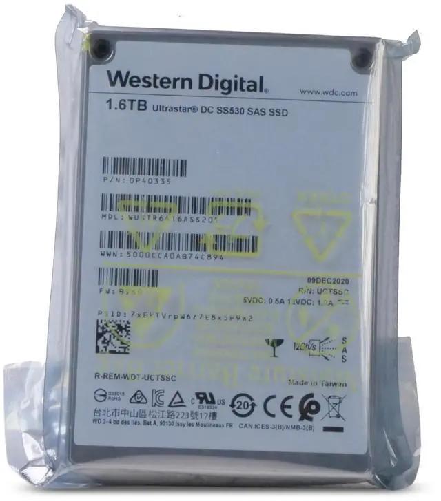 Main image of (NOT FOR HOME PC!) WD DC SS530 1.6TB WUSTR6416ASS201 0P40335 SAS 12Gb/s 3D TLC 3 DWPD 2.5" SSD
