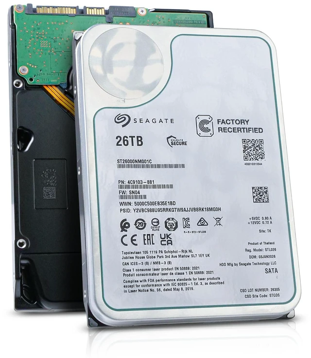 Main image of Seagate Exos 26TB ST26000NM001C 7.2K RPM SATA 6Gb/s 512e 3.5" Enterprise HDD