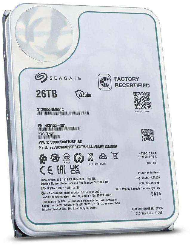 Alt view image 4 of 7 - Seagate Exos 26TB ST26000NM001C 7.2K RPM SATA 6Gb/s 512e 3.5" Enterprise HDD