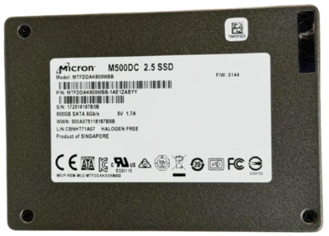 Main image of Micron M500DC 800GB 2.5" SATA III Enterprise SSD MTFDDAK800MBB 6Gb/s SFF SSD