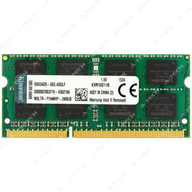 Main image of Kingston 8GB DDR3 1600 MHz PC3-12800 2Rx8 SODIMM Laptop Memory RAM (KVR16S11/8)