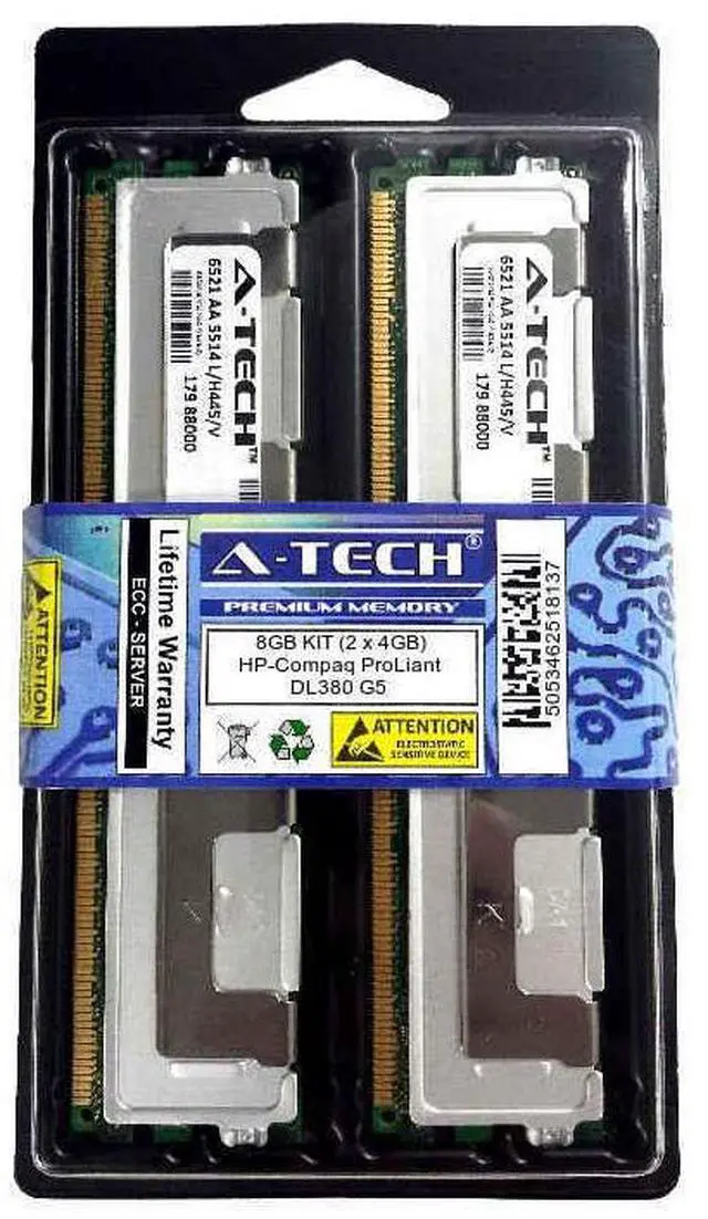 Main image of 8GB KIT 2 x 4GB HP Compaq ProLiant DL380 G5 DL580 ML350 ML370 Server Memory RAM