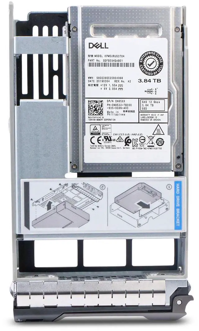 Alt view image 3 of 5 - (NOT FOR HOME PC!) Dell 3.84TB SAS 12Gb/s 3D TLC 1 DWPD 3.5" Read Intensive SSD 401-ABBW Hybrid G13