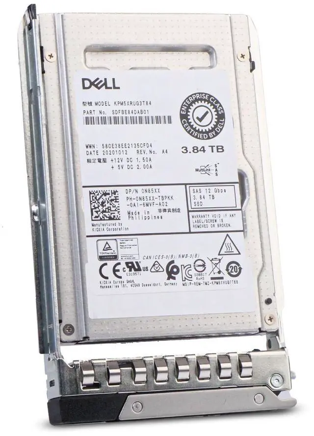 Alt view image 3 of 5 - (NOT FOR HOME PC!) Dell 3.84TB SAS 12Gb/s 3D TLC 1 DWPD 2.5" Read Intensive SSD 88C6H G16