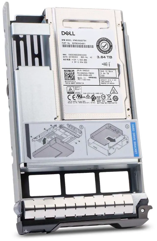 Alt view image 3 of 7 - (NOT FOR HOME PC!) Dell 3.84TB SAS 12Gb/s 3D TLC 1 DWPD 3.5" Read Intensive SSD 0N85XX Hybrid G13