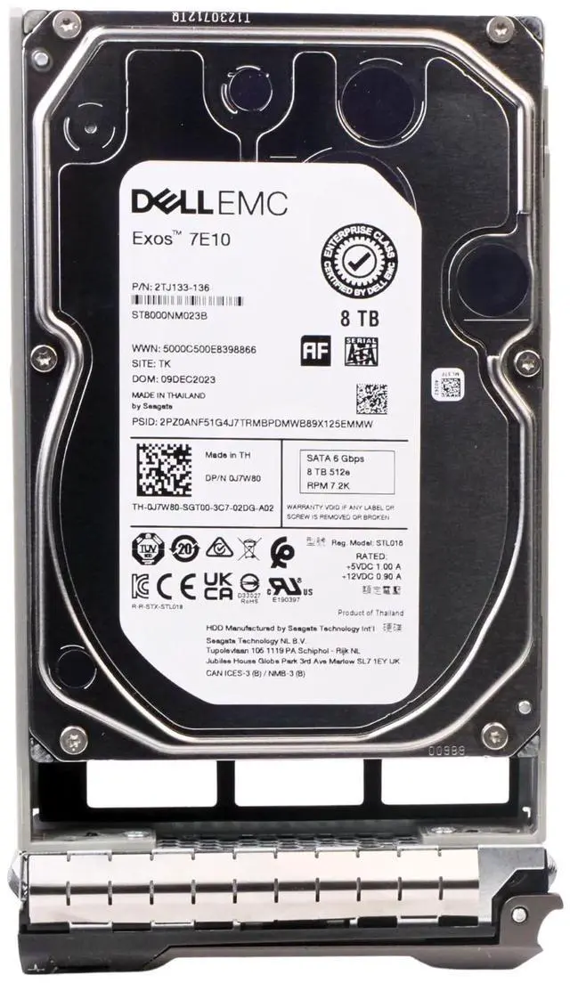Main image of Dell 8TB 7.2K RPM SATA 6Gb/s 512e 3.5" PowerEdge HDD 400-ANUJ G13