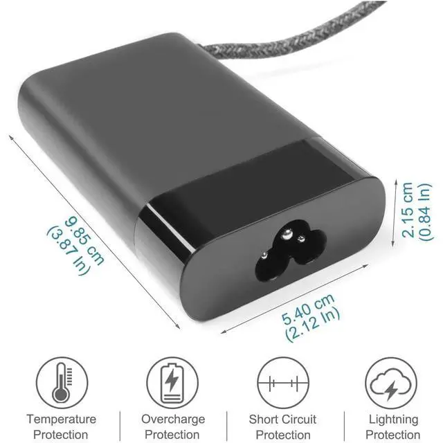 Alt view image 3 of 7 - HP Envy 13 15 x360 65W USB-C Slim Laptop AC Power Adapter TPN-DA13 L21487-001