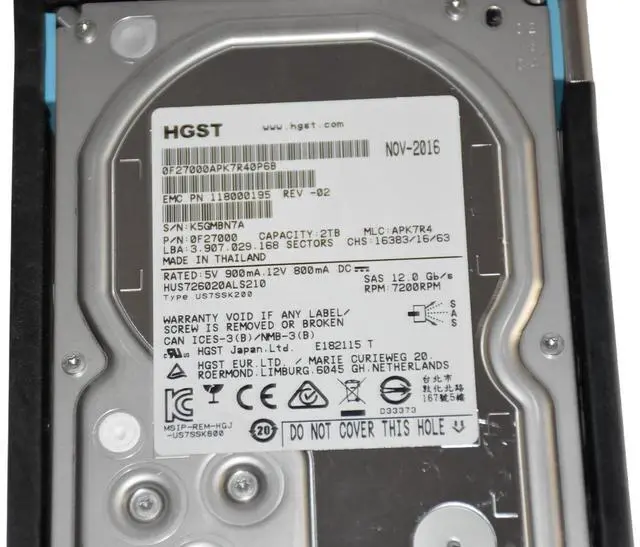 Alt view image 3 of 3 - (NOT FOR HOME PC!) HGST Ultrastar 7K6000 2TB 7.2K SAS 3.5 Internal Hard Drive HDD HUS726020ALS210