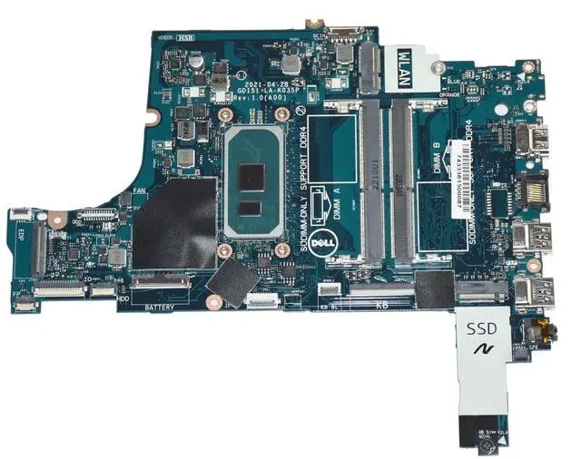 Alt view image 3 of 7 - Dell Inspiron 15 3501 Motherboard i5-1035G1 Quad-Core 1.0GHz LA-K035P 2VK51