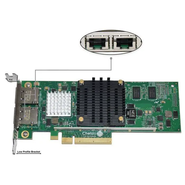 Alt view image 3 of 7 - Dell Chelsio T520-BT Dual-Port 10GbE RJ45 PCIe Network Adapter Card PVMTG