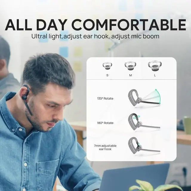 Alt view image 5 of 6 - Yealink BH71 Pro Bluetooth Office Wireless Headset with Charging Case 1208652