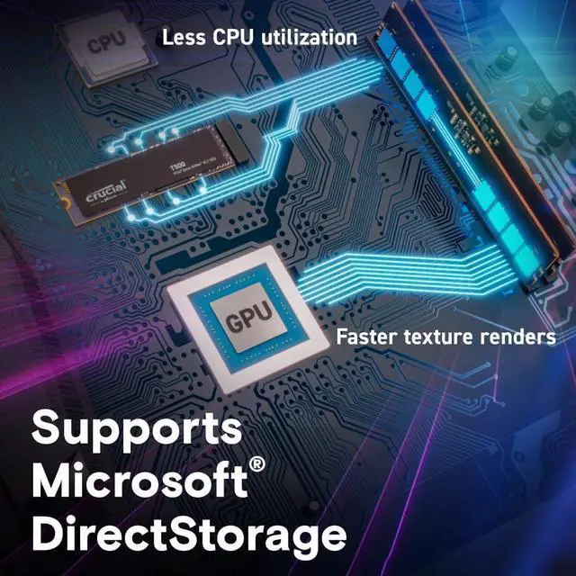 Alt view image 5 of 7 - Crucial T500 1TB Gen4 NVMe M.2 SSD 7300MB/s with Heatsink CT1000T500SSD5