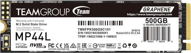Main image of TEAMGROUP MP44L 500GB SLC Cache NVMe PCIe Gen 4x4 M.2 2280 Laptop&Desktop SSD