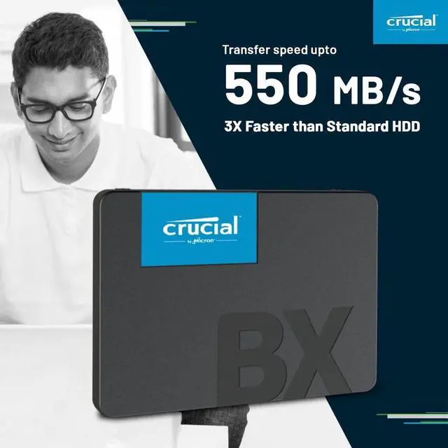 Alt view image 2 of 6 - Crucial BX500 500GB SATA 3D NAND SATA 2.5-Inch Internal SSD CT500BX500SSD1