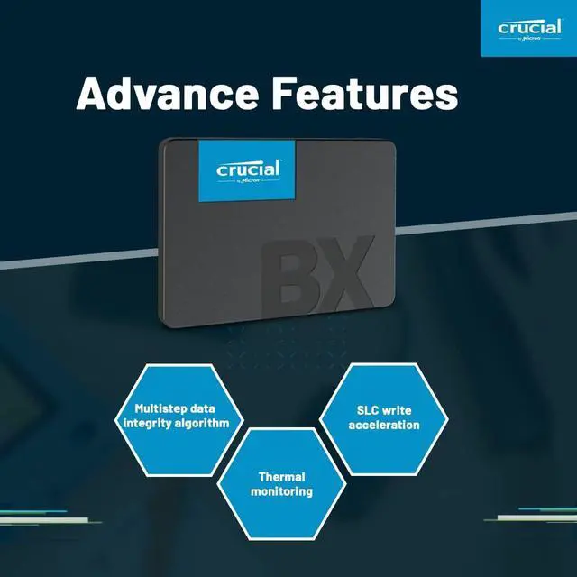Alt view image 5 of 6 - Crucial BX500 500GB SATA 3D NAND SATA 2.5-Inch Internal SSD CT500BX500SSD1