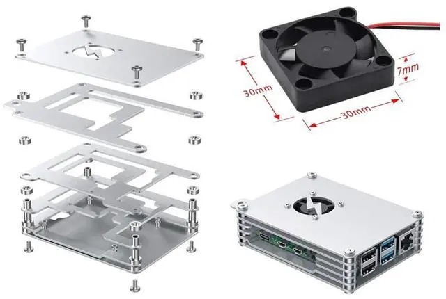 Alt view image 3 of 7 - AAAwave Raspberry Pi Aluminum Case w/ Laminated Frame and Heat Sink Combo Kit