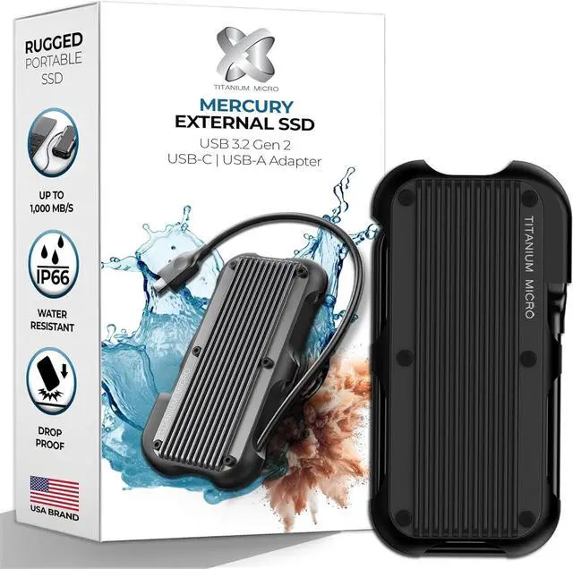 Main image of Titanium Micro Mercury 4TB External SSD Up to 1000MB/S NVMe USB 3.2 Type C