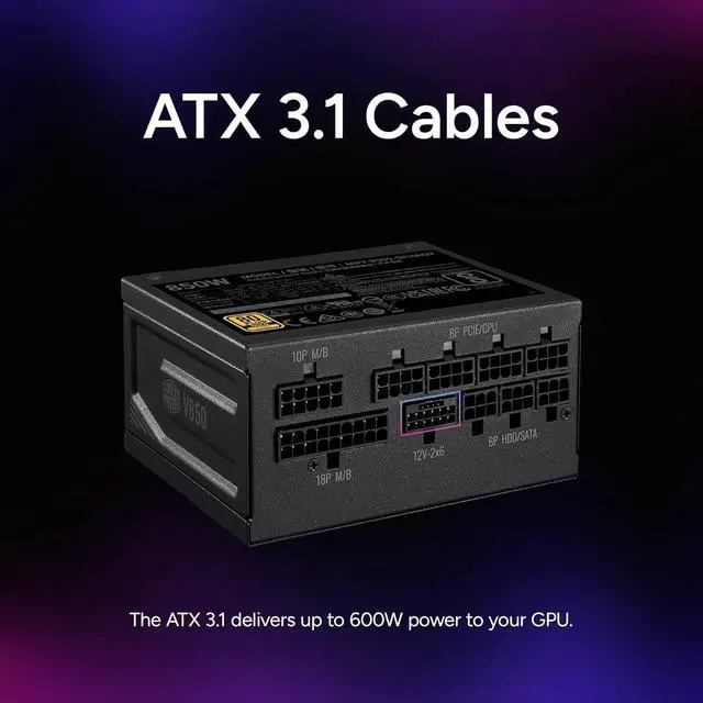 Alt view image 4 of 7 - Cooler Master V850 SFX Gold 850W PSU Fully Modular ATX 3.1, 80 Plus Gold (Black)