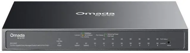 Alt view image 2 of 7 - TP-Link ES210GP | Omada 10-Port Gigabit Easy Managed Switch | 8-Port PoE+