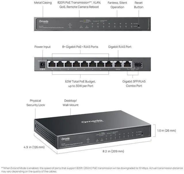 Alt view image 6 of 7 - TP-Link ES210GP | Omada 10-Port Gigabit Easy Managed Switch | 8-Port PoE+