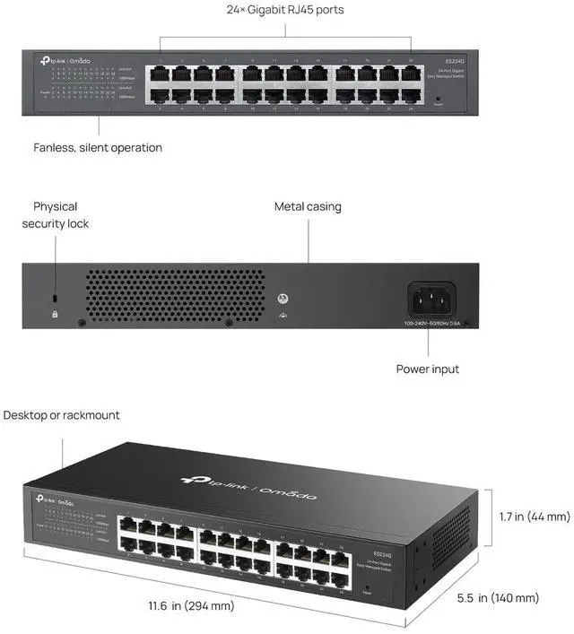 Alt view image 6 of 7 - TP-Link ES224G | Omada 24-Port 1000Mbps Gigabit Easy Managed Desktop Switch