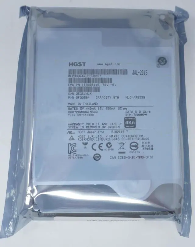 Alt view image 2 of 2 - HGST HUH728080ALN600 He8 8TB 7200RPM 3.5 SATA 6Gb/s 4Kn HDD