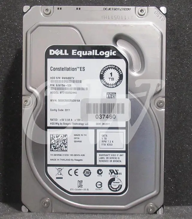 Main image of Dell EQL 2HR85 02HR85 ST31000524N8 1TB 7.2K RPM 3Gbps 3.5" SATA HDD Hard Drive