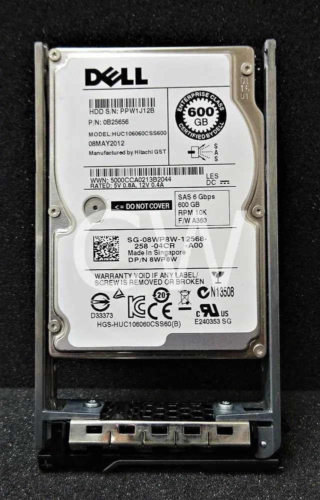 Main image of (NOT FOR HOME PC!) Dell ENT 8WP8W HUC106060CSS600 600GB 10K RPM 6Gb/s SAS 2.5"SERVER HDD Hard Drive