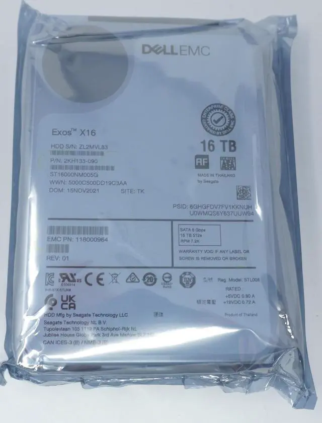 Main image of SEAGATE ST16000NM005G EXOS 16TB 3.5 SATA 6G 7.2K HDD Server Hard Drive